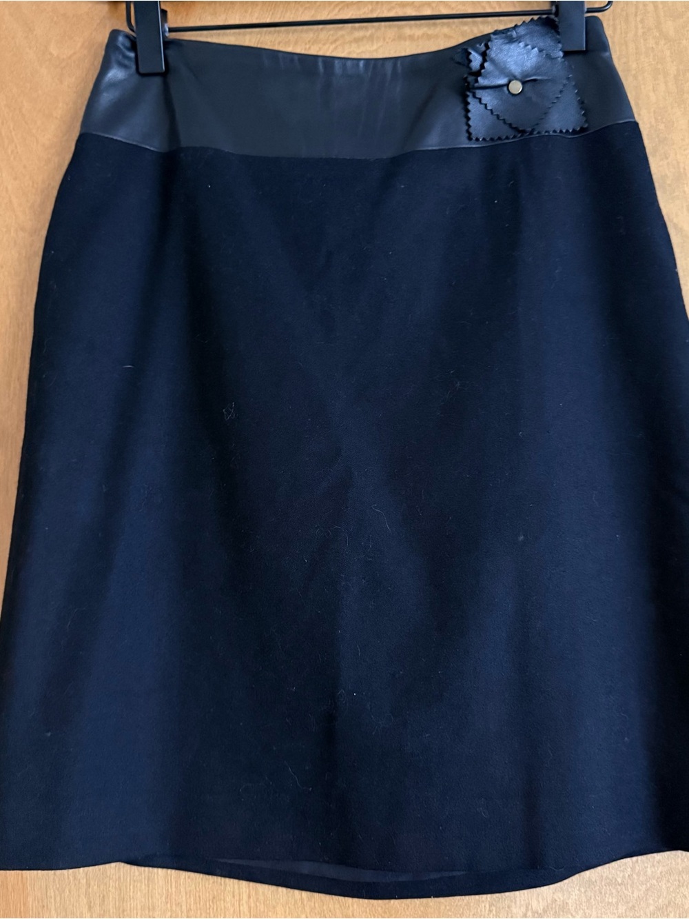 Banana Republic Black A-Line Skirt with Genuine Leather Trim